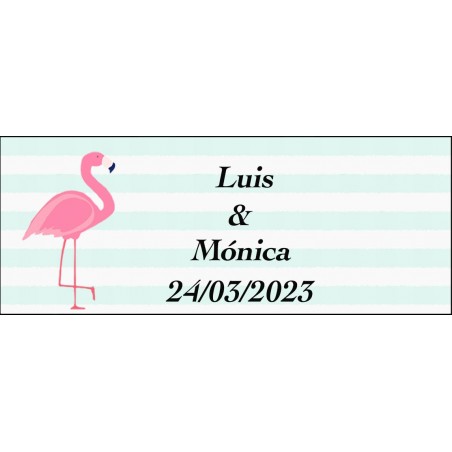 Adhesivo Flamenco, Rectangular Personalizado Para Boda