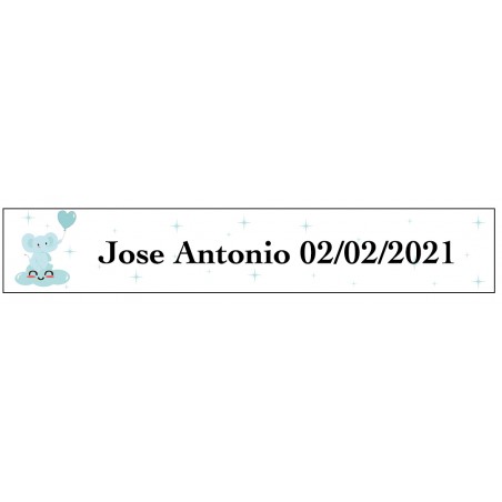 Adhesivo Elefante Azul, Rectangular Personalizado Para...