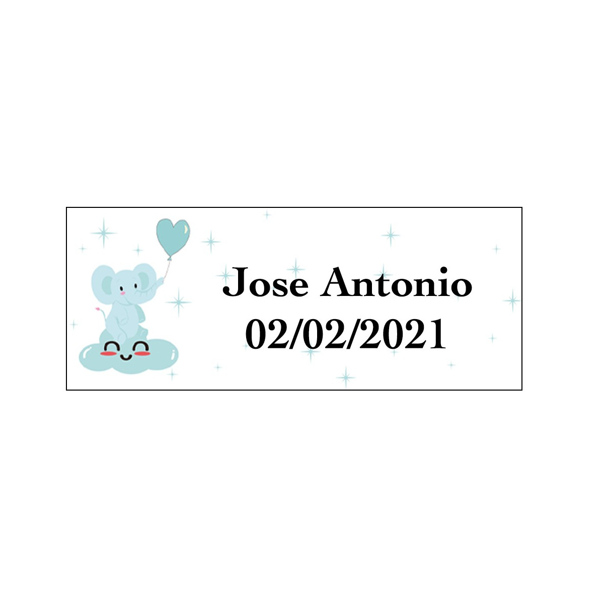 Adhesivo elefante azul rectangular personalizado