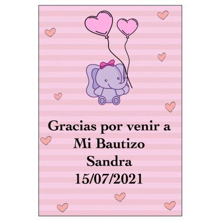 Adhesivo Personalizado Elefante Rosa Para Baby Shower O...