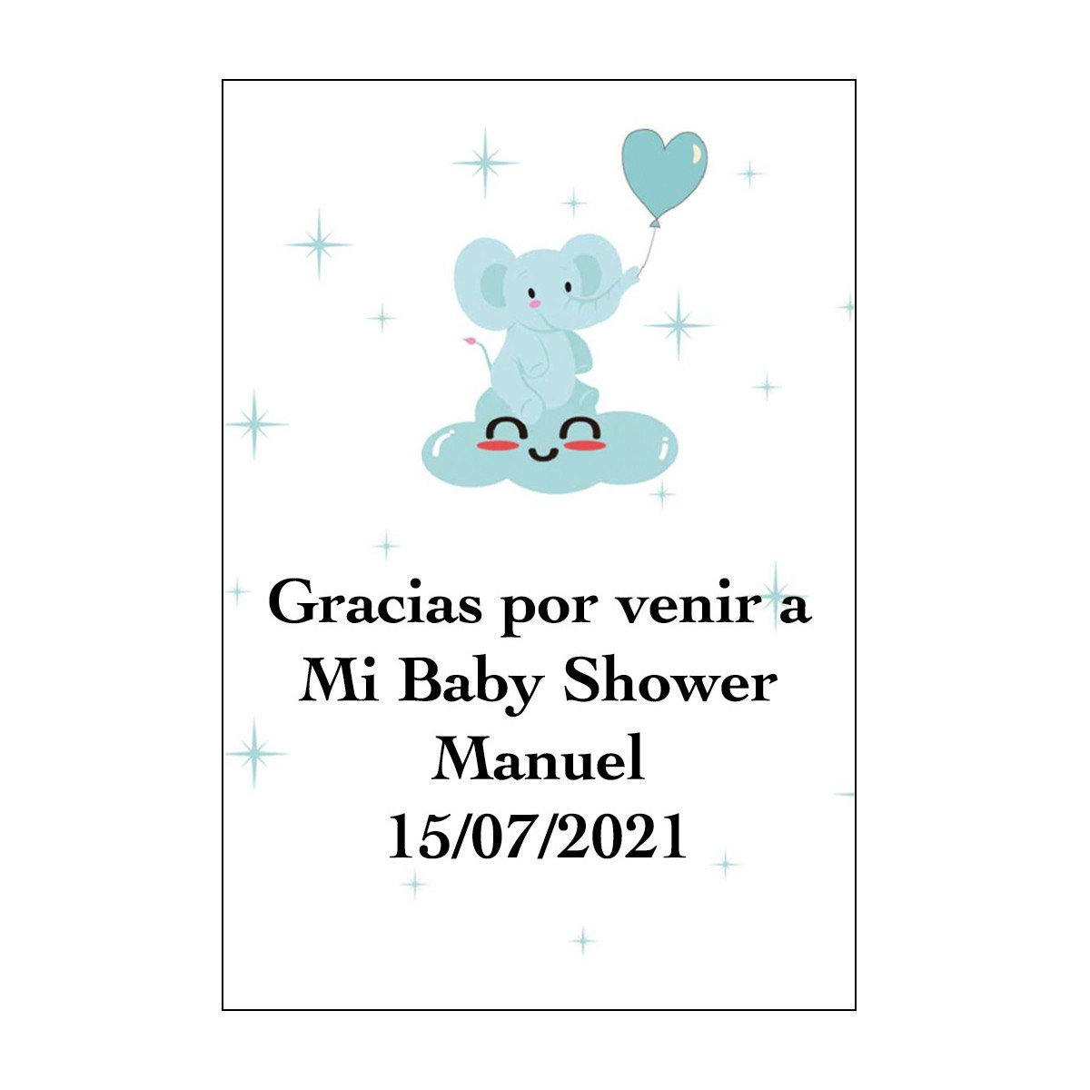 Adhesivos personalizados con nombre y diseño elefante azul