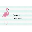 Adhesivo Flamenco, Personalizado Con Nombre Y Fecha
