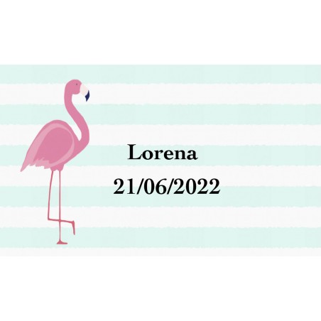 Adhesivo flamenco personalizado con nombre y fecha