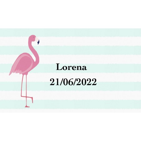 Adhesivo Flamenco, Personalizado Con Nombre Y Fecha