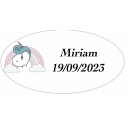 Adhesivo Unicornio Arcoíris, Ovalado Personalizado Con Nombre Y Fecha