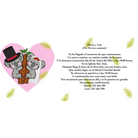 Invitaciones De Boda Koala