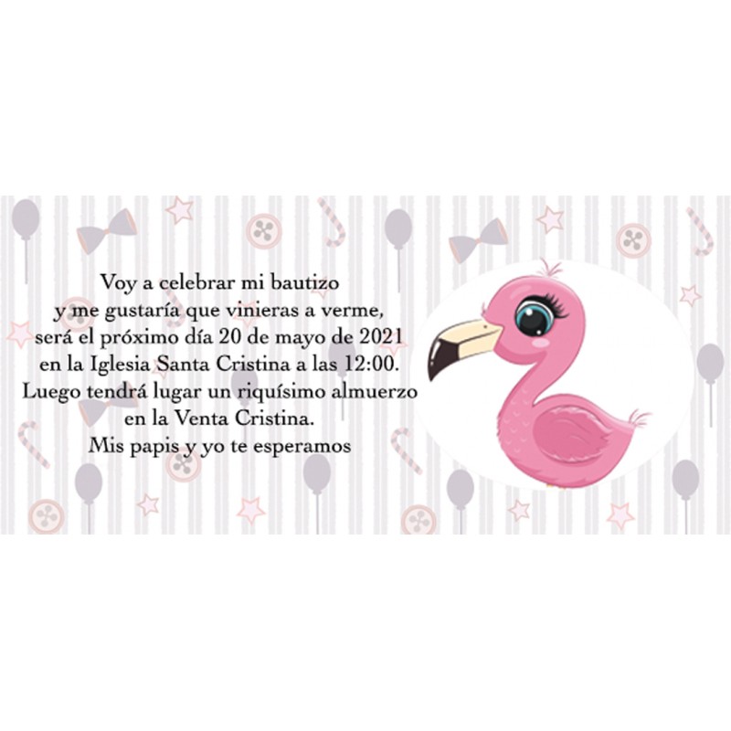 Invitaciones De Bautizo Flamenco Personalizada Invitaciones De Bautizo Flamenco Personalizada