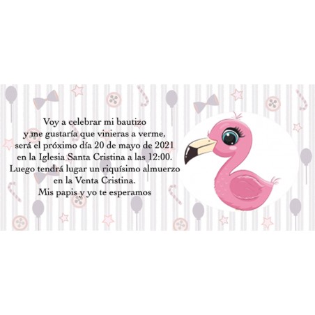 Invitaciones De Bautizo Flamenco Personalizada