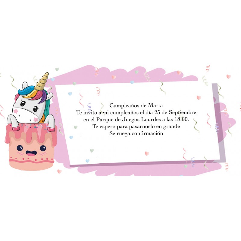 Invitacion de Cumpleaños de Unicornio