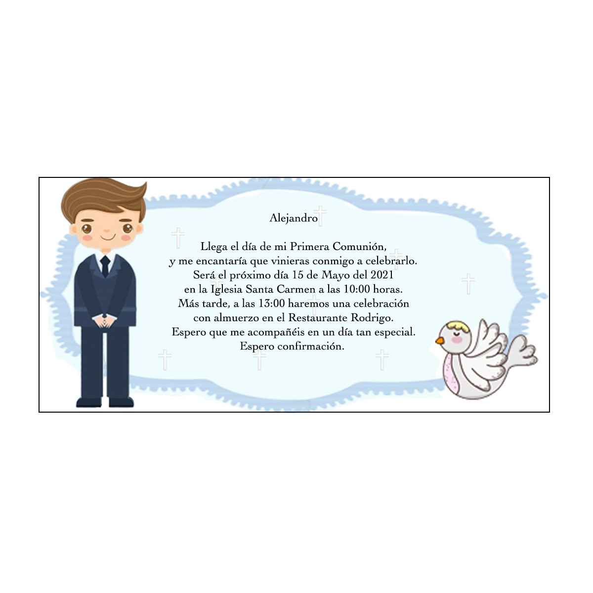 Invitación comunión niño personalizado