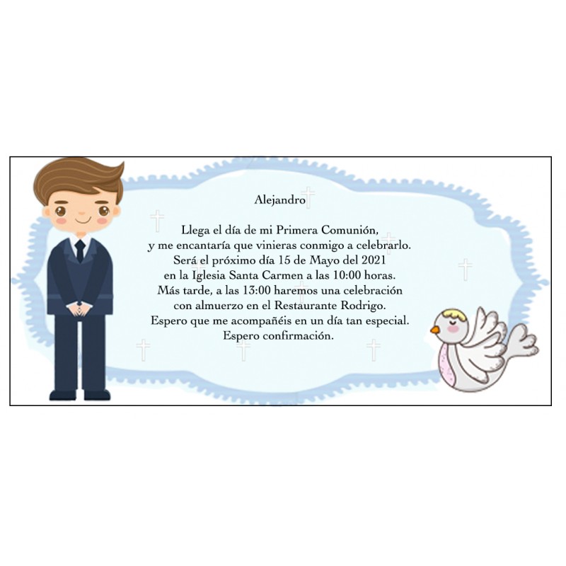 Invitación Comunión Niño Personalizado Invitación Comunión Niño Personalizado