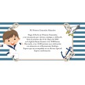 Invitación Comunión Niño Marinero Personalizada