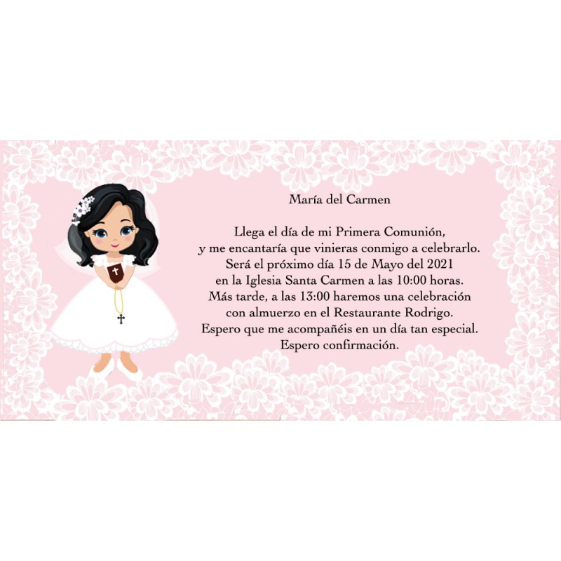 Invitación Para Primera Comunión Niña Invitación Para Primera Comunión Niña