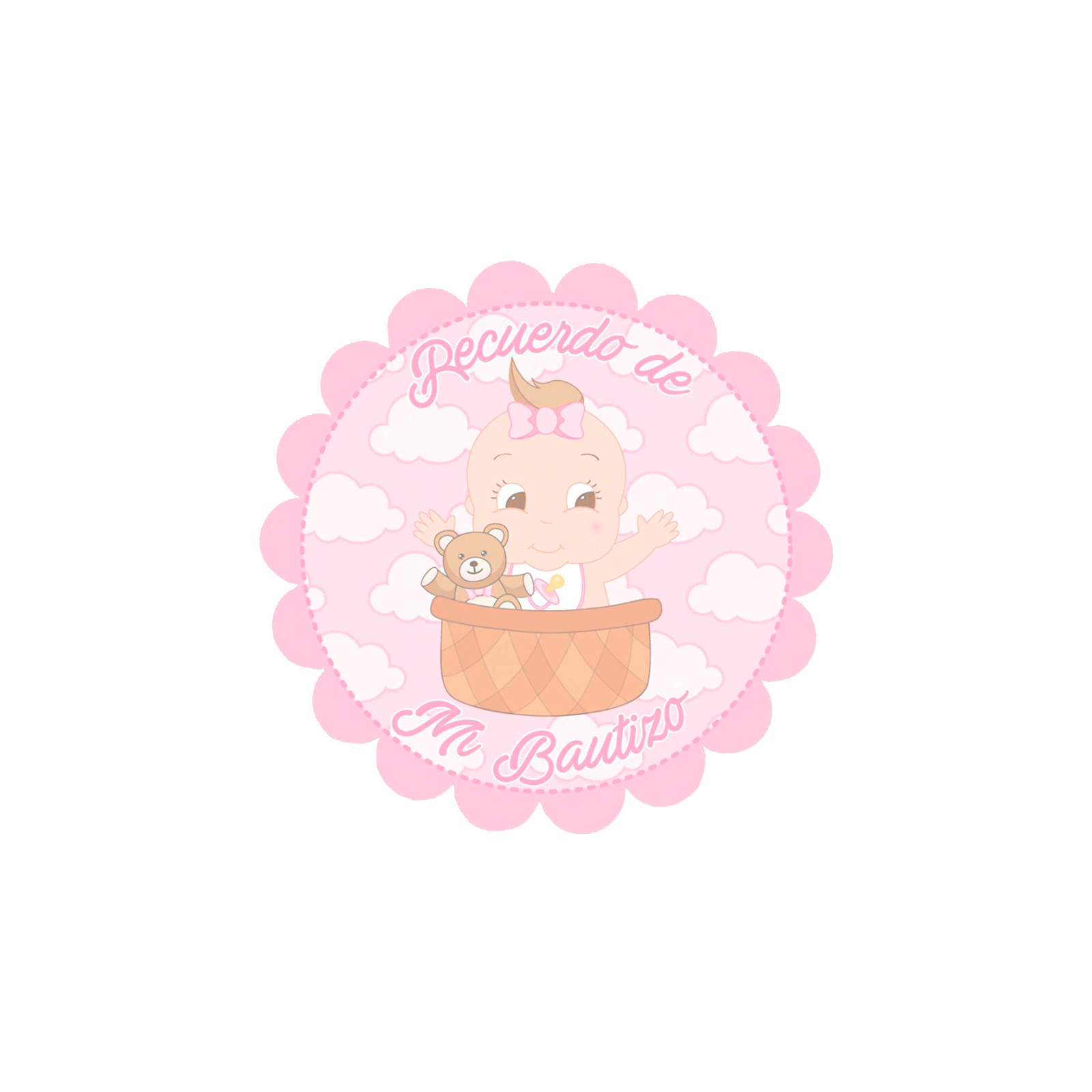 Adhesivo decorativo para bautizo niña
