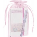 Libreta Elefante Personalizada Con Bolígrafo Y Bolsa De Organza Bautizo