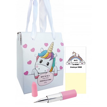 Libreta Con Imán Y Bolígrafo En Caja Unicornio