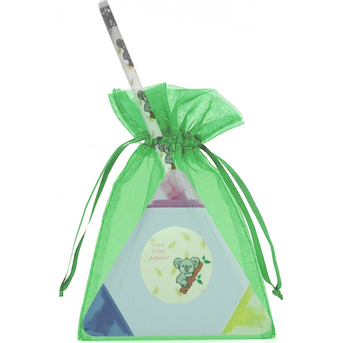 Marcador colores koala con lápiz y bolsa de organza