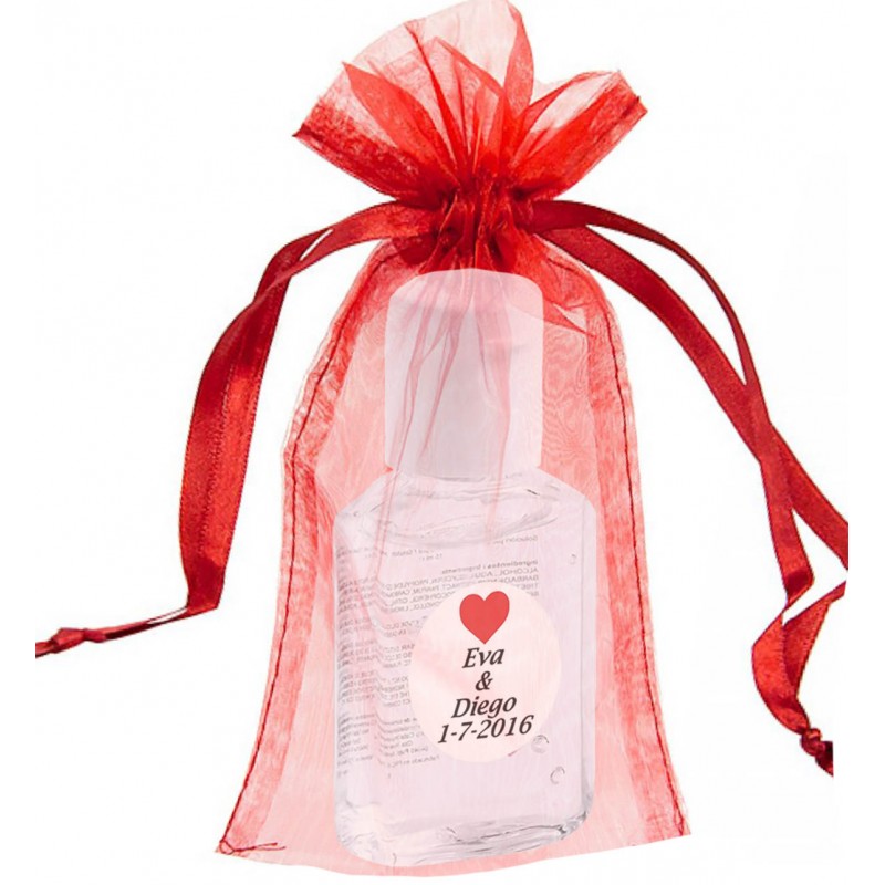 Gel hidroalcohólico detalles de boda para el covid 19 con bolsa y personalizado