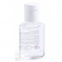 Gel hidroalcohólico con adhesivo personalizado presentado en bolsa de organza