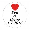 Gel hidroalcohólico con adhesivo personalizado presentado en bolsa de organza