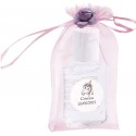 Gel hidroalcohólico bolsa con flor y adhesivo personalizado con nombre y fecha