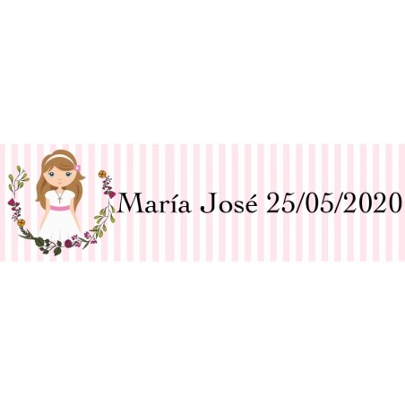 Bote de gel hidroalcohólico rellenable con bolsa de organza para comunión de niña personalizada