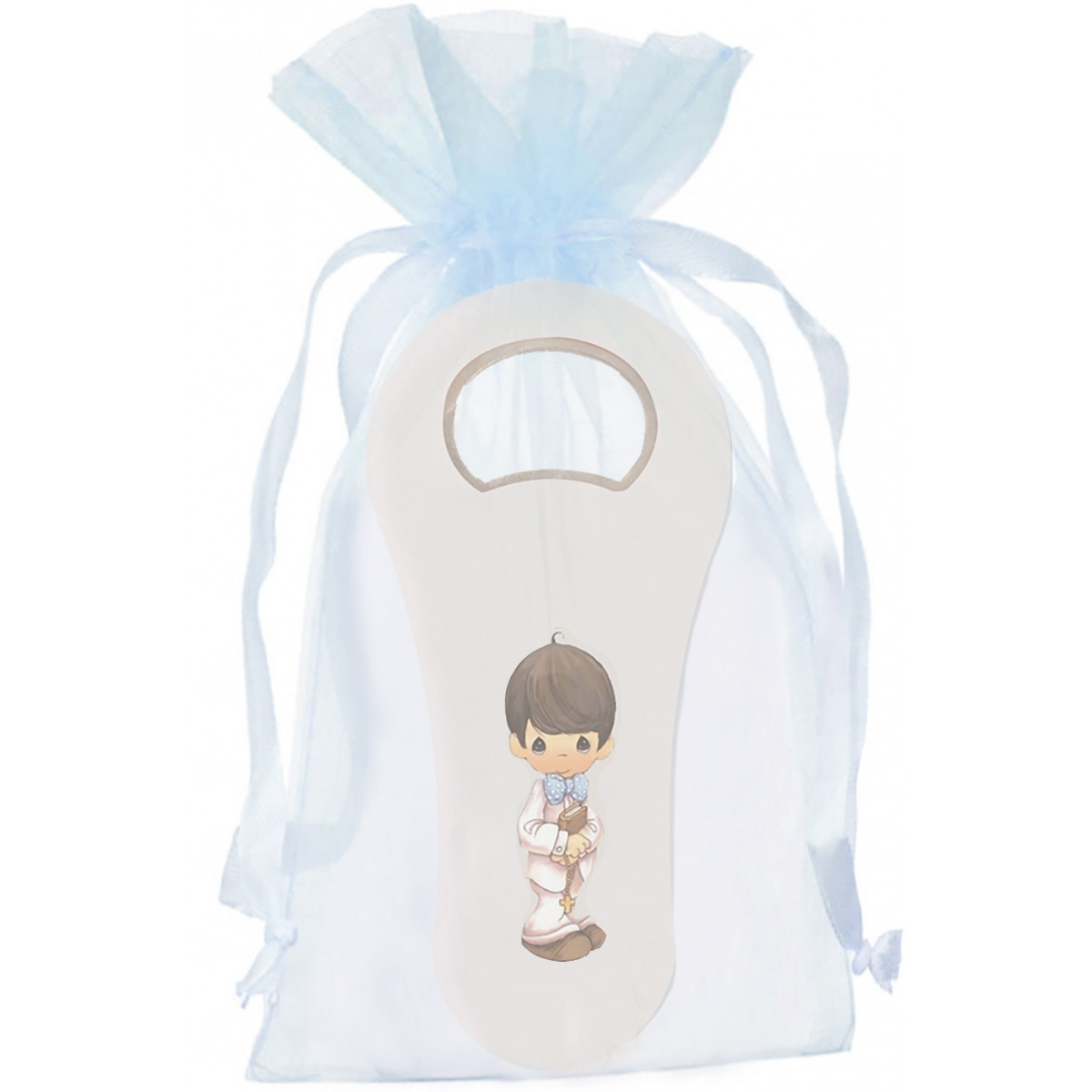 Abridor blanco para comunión en bolsa de organza