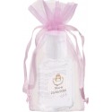 Gel hidroalcohólico personalizado con adhesivo comunión en bolsa de organza