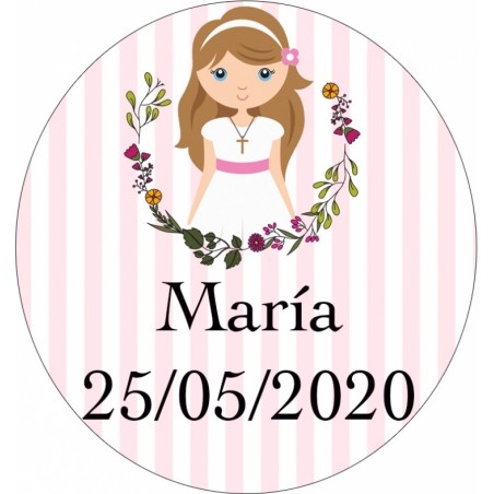 Gel hidroalcohólico personalizado con adhesivo comunión en bolsa de organza