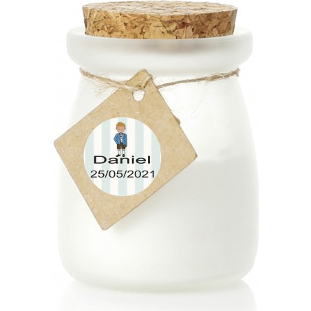 Vela De Cristal Personalizada Para Comunión Niño