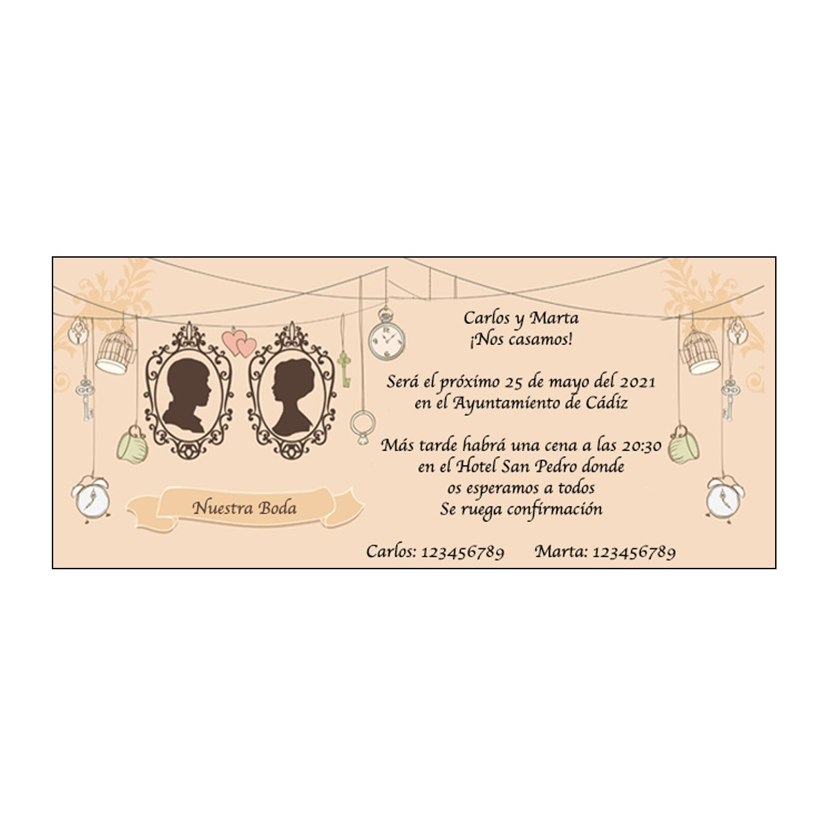 Invitación para boda estilo vintage
