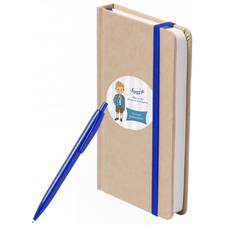 Libreta y bolígrafo personalizada para comunión niño