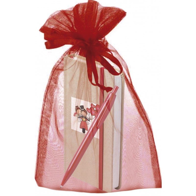 Libreta y Bolígrafo para Boda presentado en Bolsa Un Recuerdo Práctico y Elegante