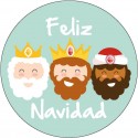 Pack vela en tarro de cristal con adhesivo navideño reyes