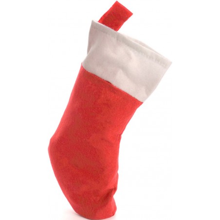 Calcetín navideño rojo con cinta para colgar