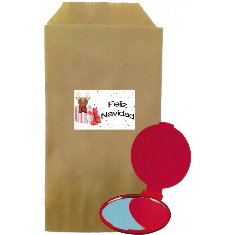 Pack Espejo Rojo Con Sobre Kraft Marrón Navideño Pack Espejo Rojo Con Sobre Kraft Marrón Navideño