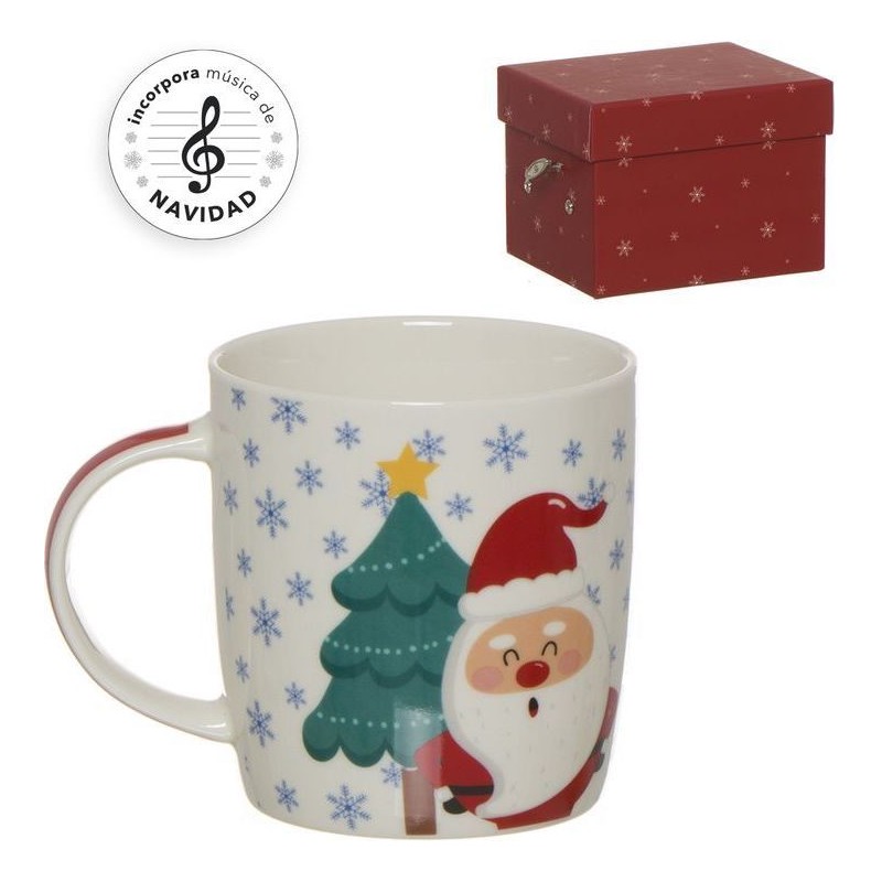 Set de taza navideña con caja musical