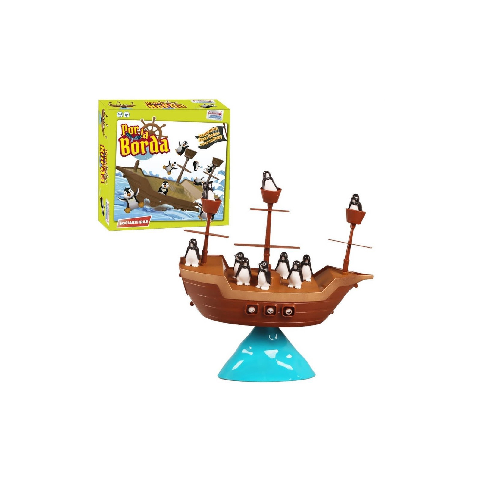 Juego de mesa barco pirata pingüinos por la borda