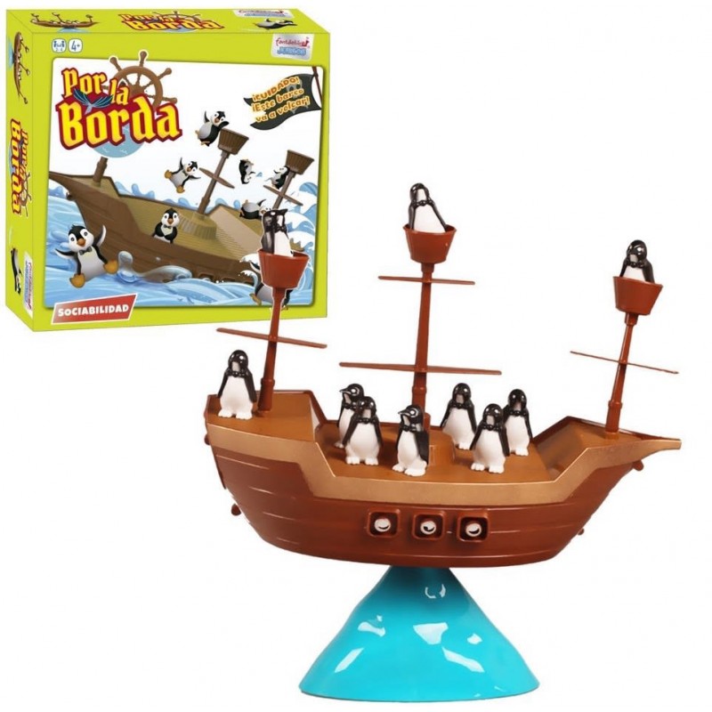 Juego de mesa barco pirata pingüinos por la borda