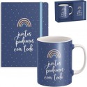Set Regalo Taza Con Libreta Azul