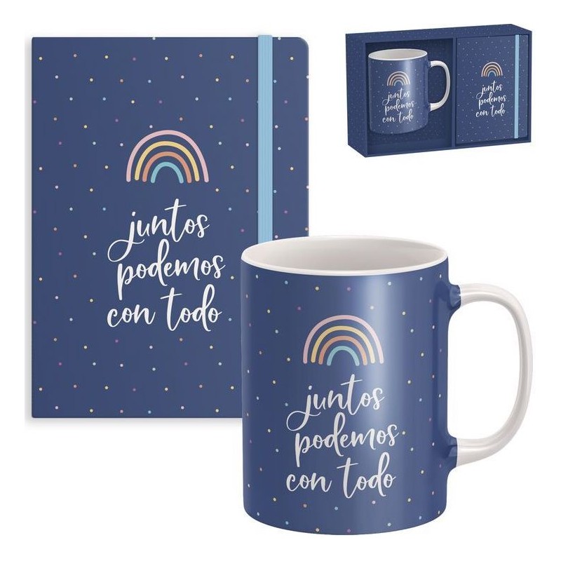 Set Regalo Taza Con Libreta Azul Set Regalo Taza Con Libreta Azul