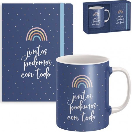 Set Regalo Taza Con Libreta Azul