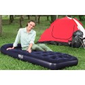 Colchón hinchable azul individual para acampar con hinchador de pie