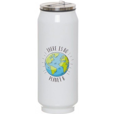Termo En Forma De Lata Color Blanco 390 Ml