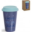 Taza con tapa de silicona frase euskera