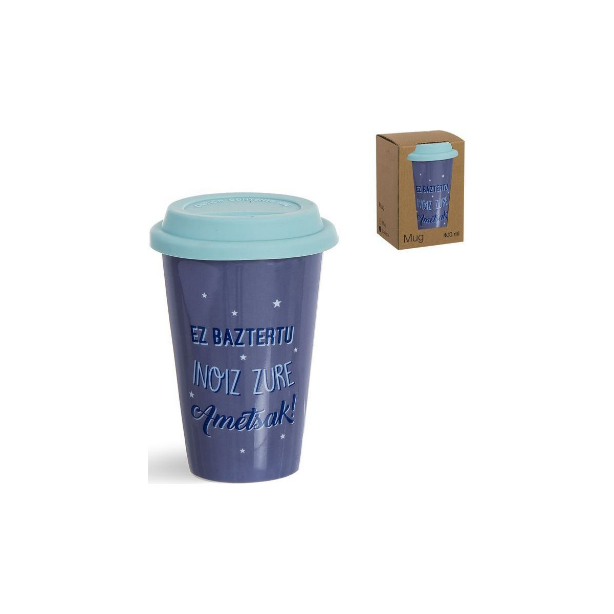 Taza con tapa de silicona frase euskera