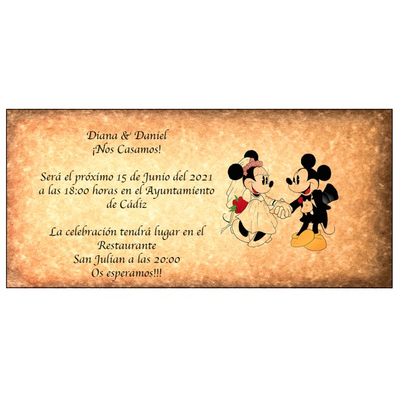 Invitaciones de boda disney retro