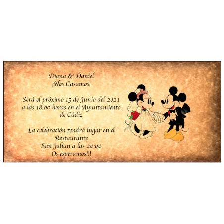 Invitaciones de boda disney retro