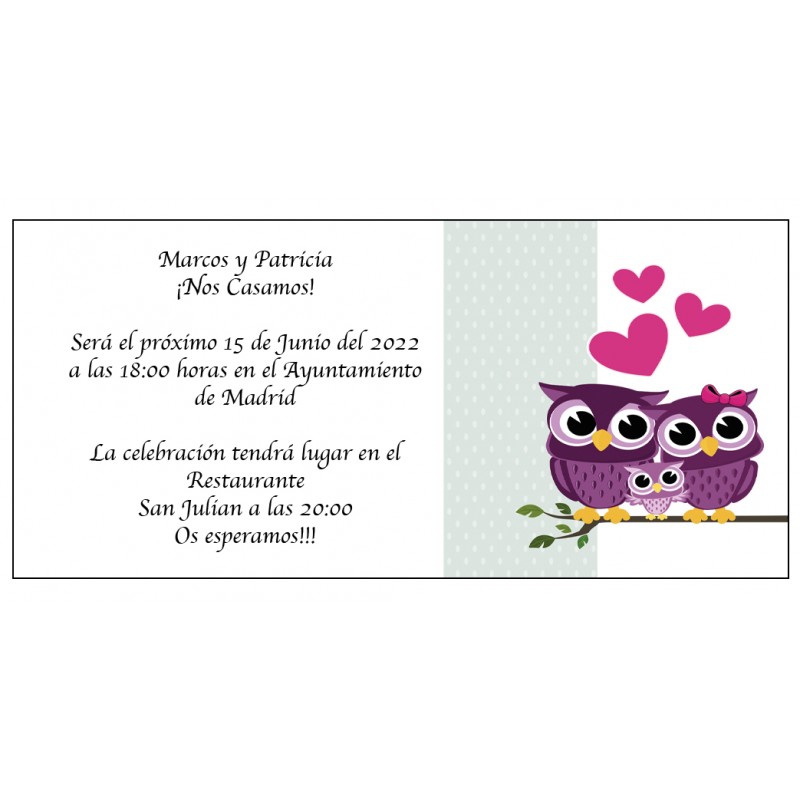 Invitaciones De Boda Con Buhos Invitaciones De Boda Con Buhos