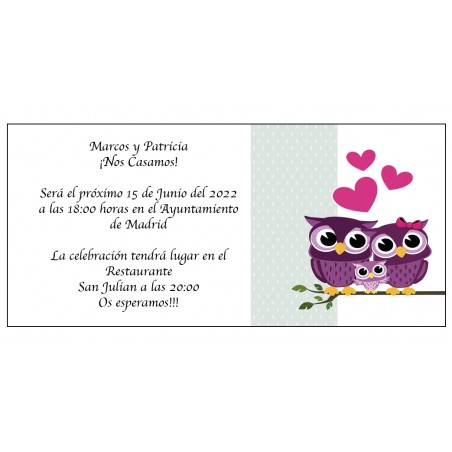 Invitaciones De Boda Con Buhos